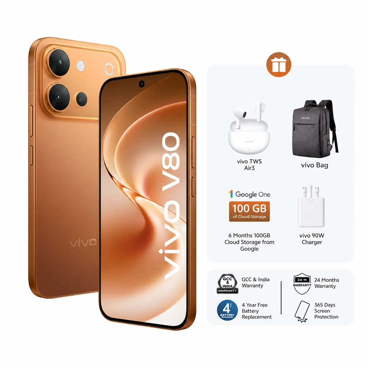 vivo V80 （Pre-order  shipment from Oct.14th） Orange 8GB+256GB_1